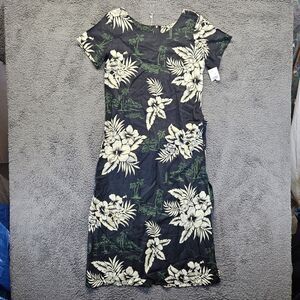 Hawaiian Reserve Collection Dress‎ Womens Medium Black Floral Short Sleeve